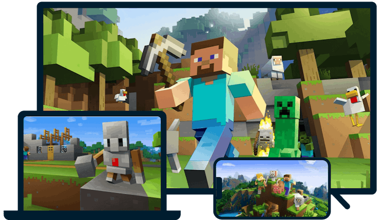 다양한 기기에서 플레이되는 Minecraft
