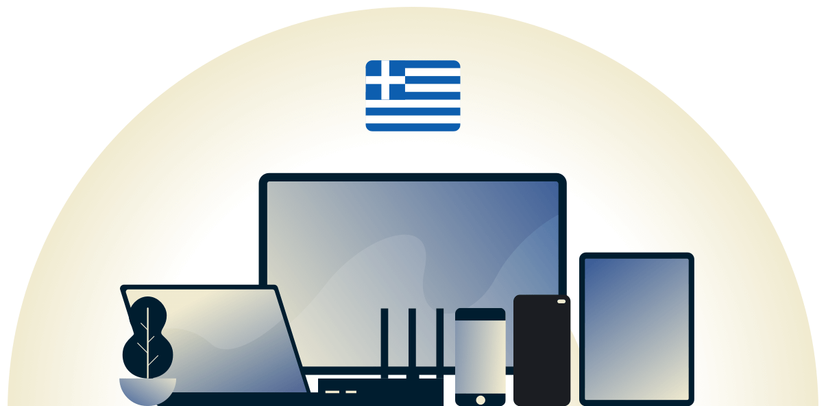 Gr&eacute;cia VPN protegendo uma variedade de dispositivos.