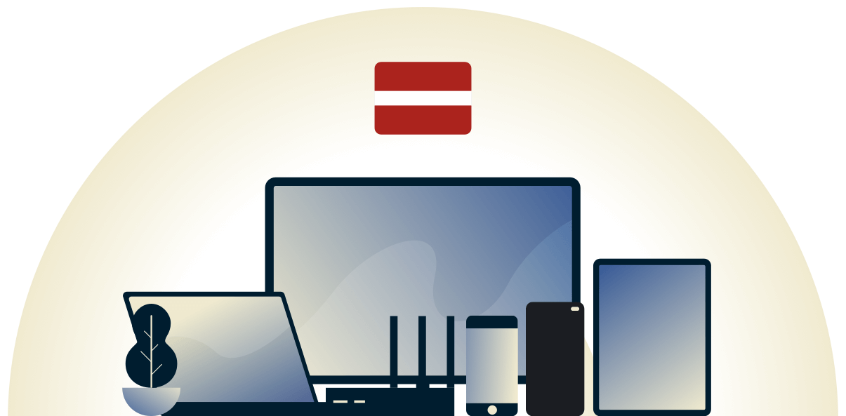 VPN per la Lettonia che protegge una variet&agrave; di dispositivi.