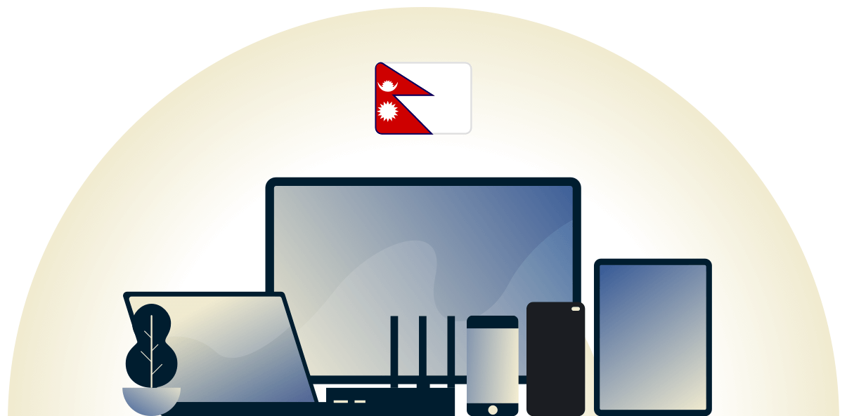 Nepal VPN beskytter en r&aelig;kke forskellige enheder.